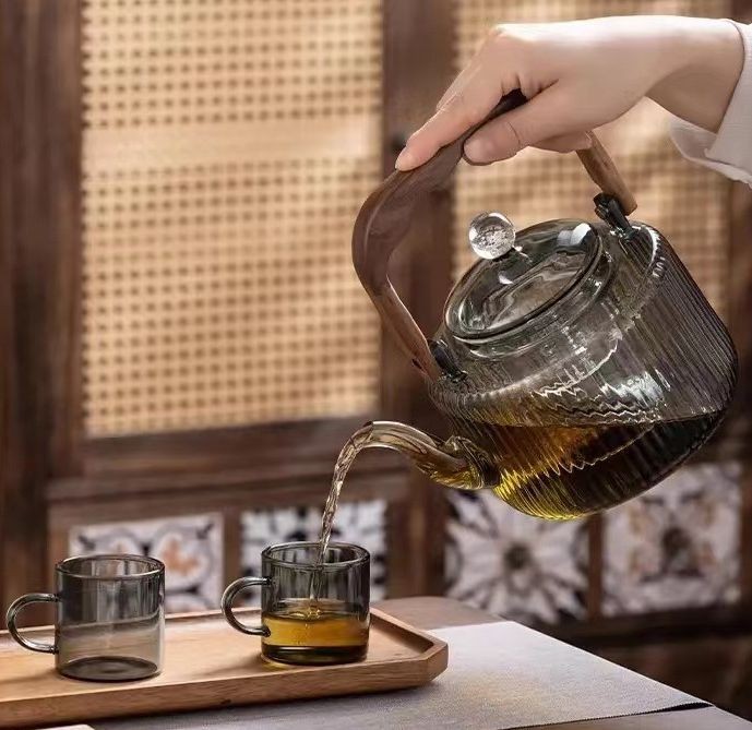 High Borosilicate Glass Boiling Teapot High Temperature Resistant Glass Cooking Pot With Beam Electric Pottery Stove Can Be Used Teapot Tea Maker